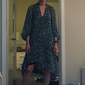 Blue sheer DVF dress w black slip