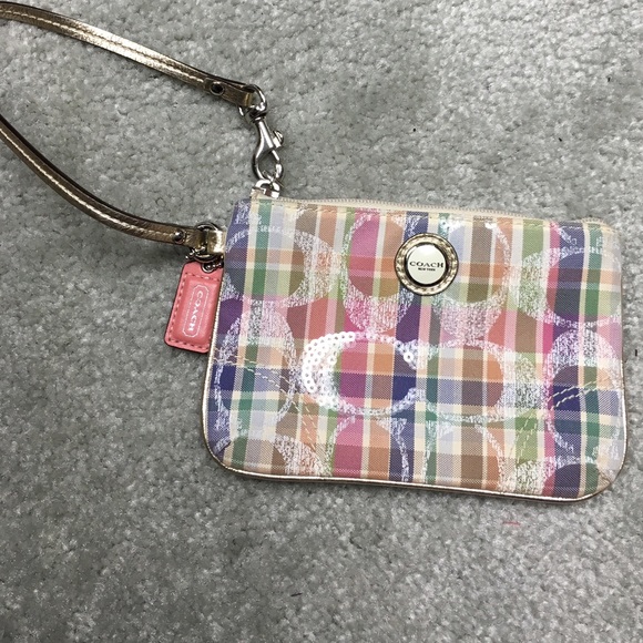 Plaid coach wristlet