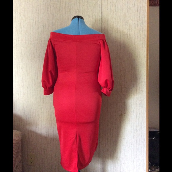 Red Off The Shoulder Dress - Picture 2 of 2