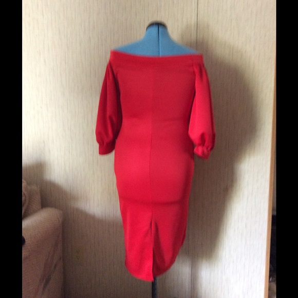 Red off The Shoulder Dress - Picture 2 of 2