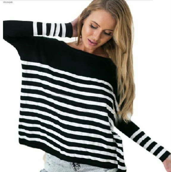 Simple Long Sleeve Striped Loose T-Shirt