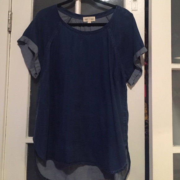 Anthropologie Denim Short Sleeve Blouse