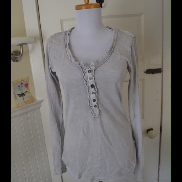 Rare Free People Crochet Cuff Henley