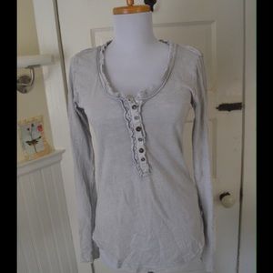 Rare Free People Crochet Cuff Henley