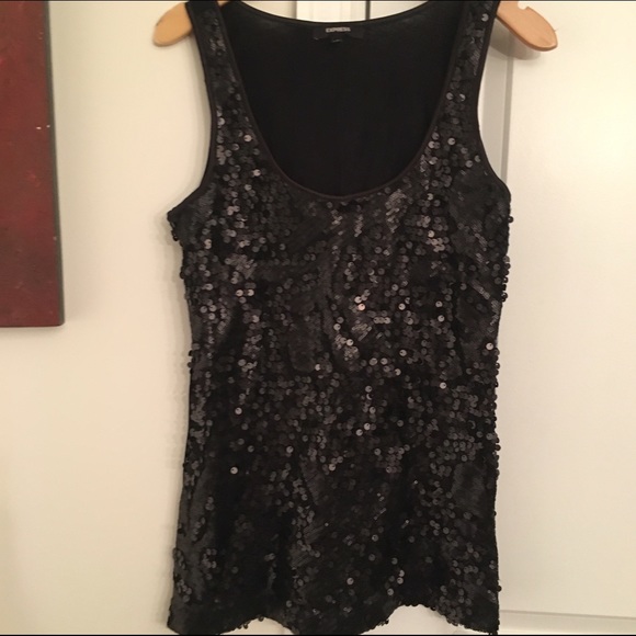 Express sequin black tank top. Size Small