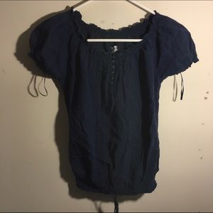 Navy Blue Boho Top
