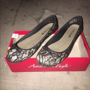 American Eagle Black Lace Flats