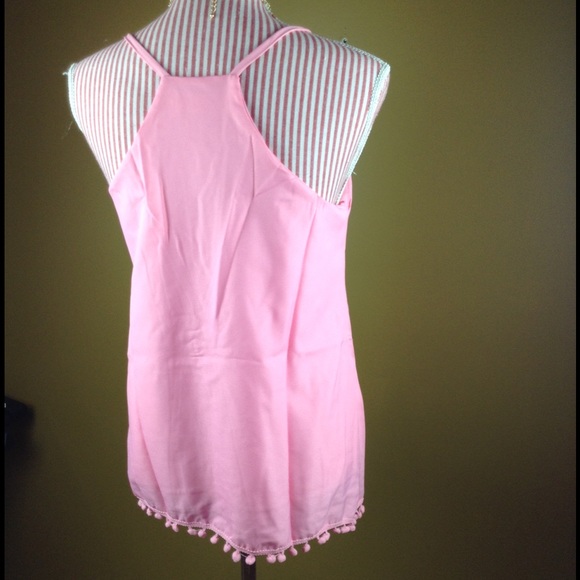 Pink Spaghetti Strap Pom-Pom Top - Picture 4 of 4