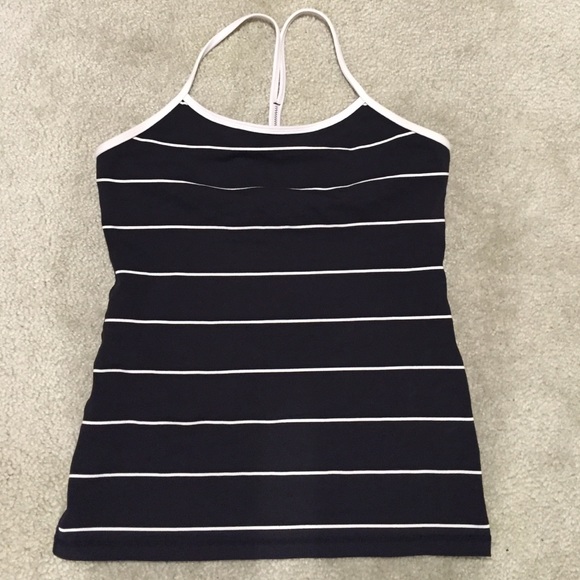 Black/white stripe power y lululemon tank