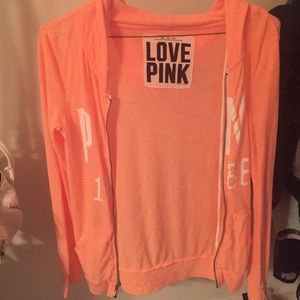 Pink heather orange zip up hoodie