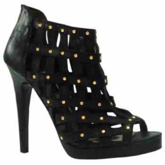 Bakers Black leather with gold stud details.