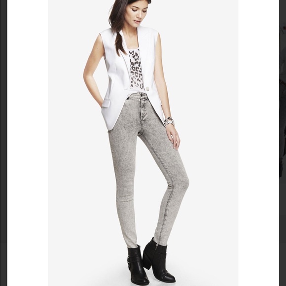 High waisted black acid wash jeggings