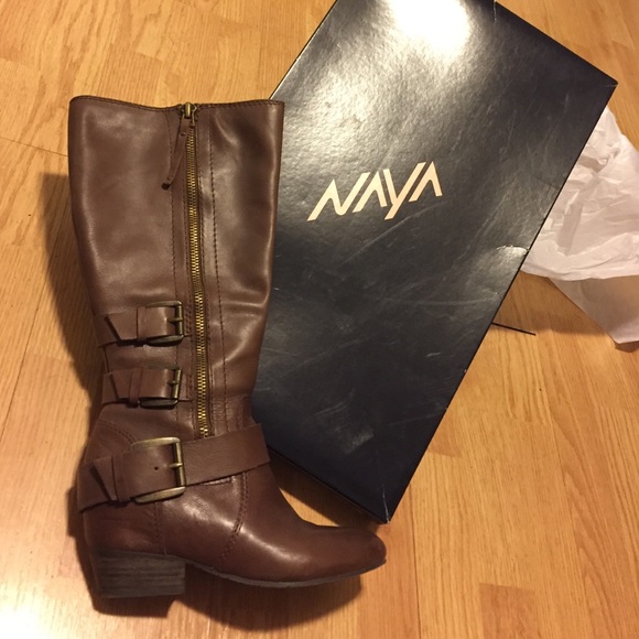 Naya Frankie Leather WIDECALF Boot Sz9 fits like 8