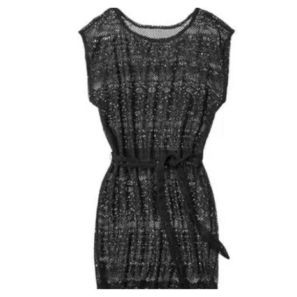 Black Sheer Lace Beach Swim CoverUp XL