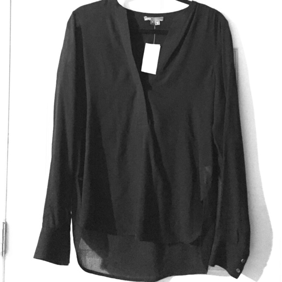 Vince silk roll tab blouse