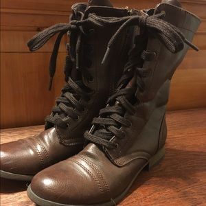 Dark brown combat boots