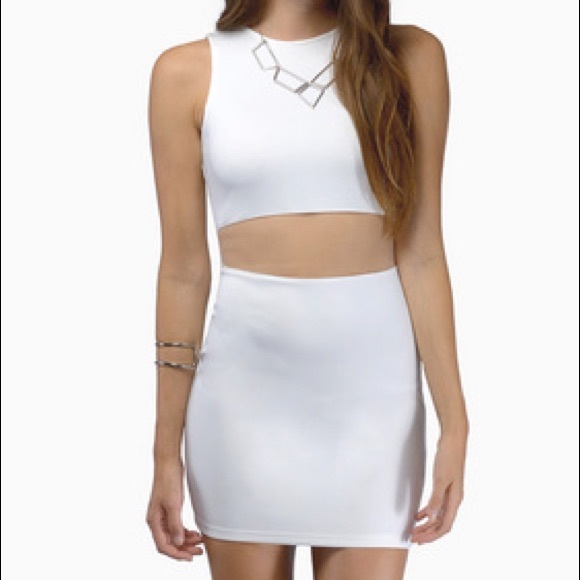 Tobi white mesh cutout dress