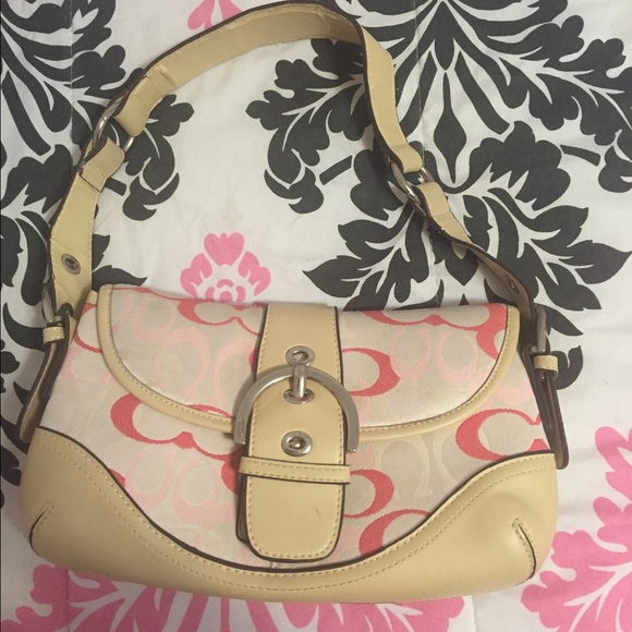 Pink and beige coach bag