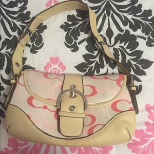 Pink and beige coach bag