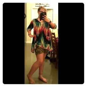 Rainbow Knit Poncho Top