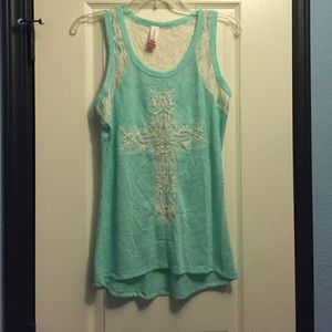 NWOT Mint and white tank top