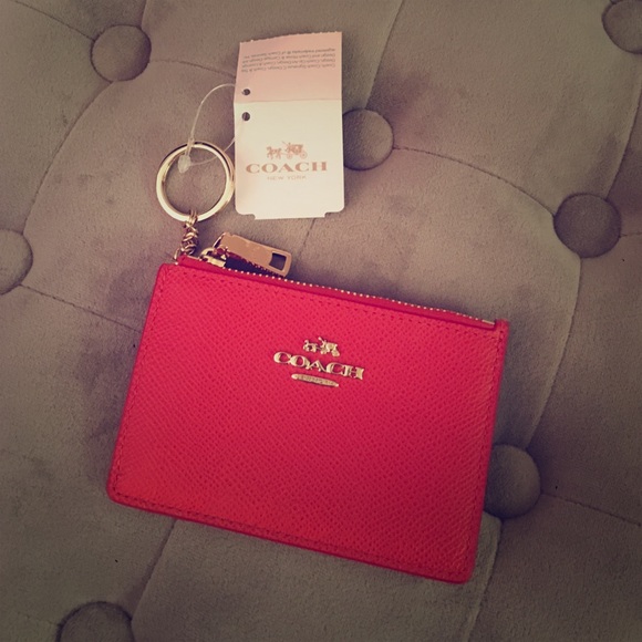 Coach Mini Skinny Keyring/Cardholder in Watermelon