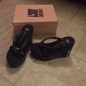 Juicy Couture Black Wedges Size 6!