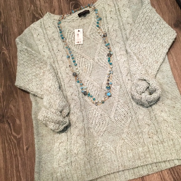 NWT The Limited | aqua cable knit sweater - Picture 4 of 4
