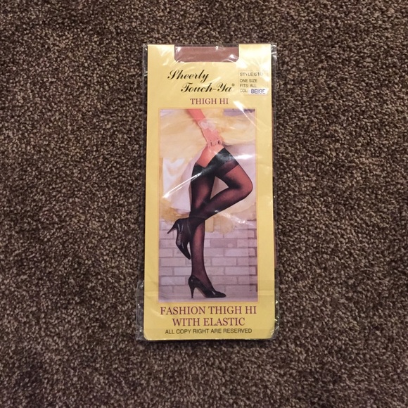 New in package, beige thigh high stockings