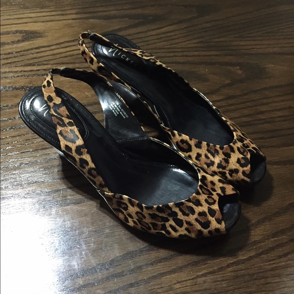 Peep Toe Animal Print Wedges