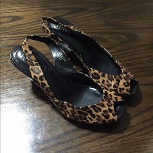 Peep Toe Animal Print Wedges