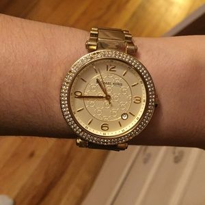 Gold Michael Kors Watch, w/ diamond bordered face