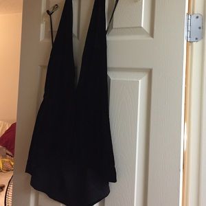 Halter ! Deep V open back velvet top