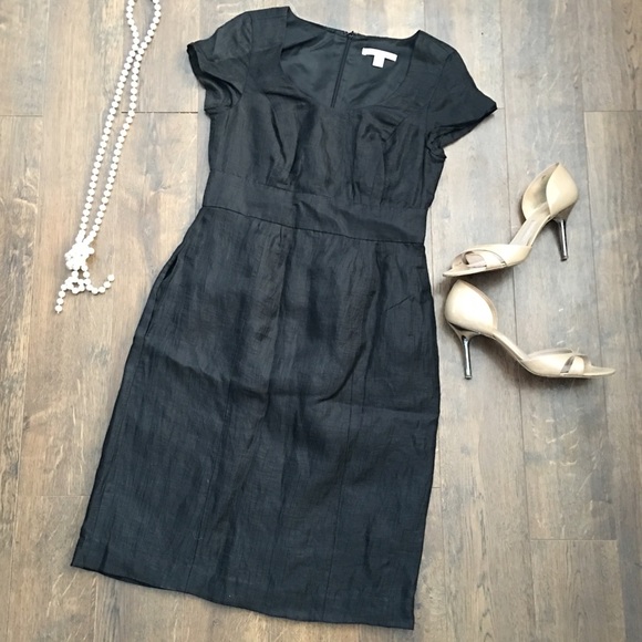 Banana Republic Black Linen Sheath Dress