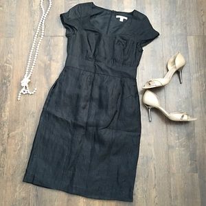 Banana Republic Black Linen Sheath Dress