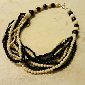 Black and white multistrand necklace