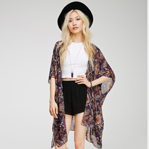 Paisley Pattern Chiffon Kimono