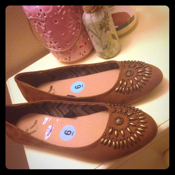 Brown suede flats