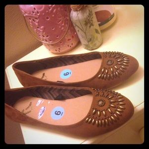 Brown suede flats
