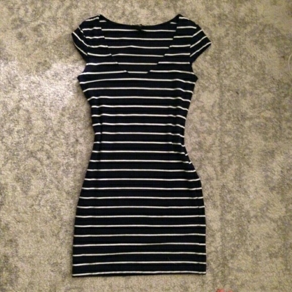 Navy and white striped dress