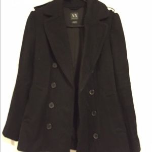 Armani Exchange black peacoat in S