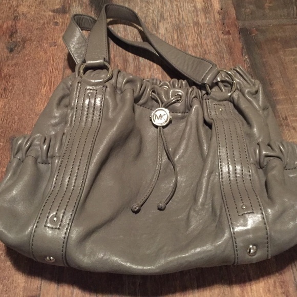 Authentic Michael Kors gray leather shoulder bag