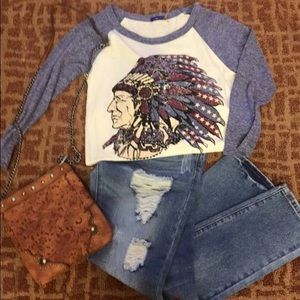 ❌❌reserved❌❌Indian boutique baseball tee..NWOT