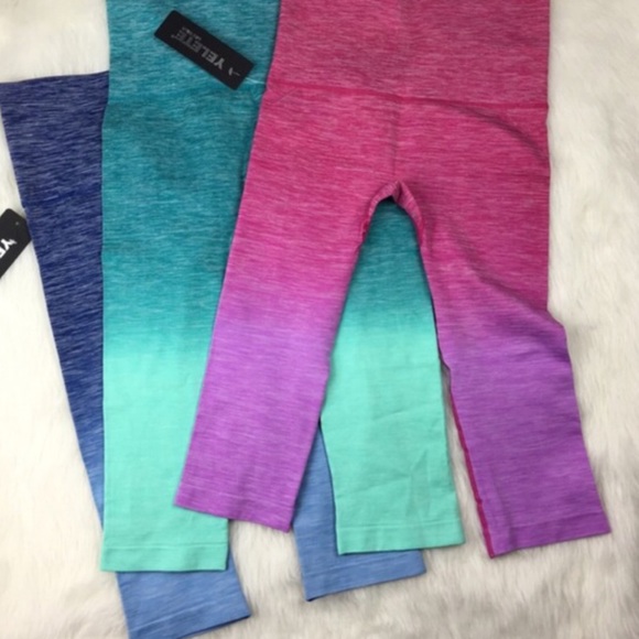 PINK ombré yoga capri active workout pants - Picture 2 of 4