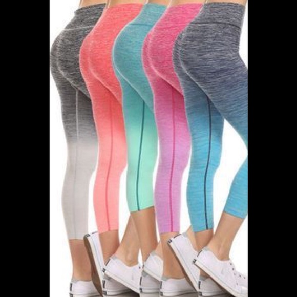 Boutique Pants - PINK ombré yoga capri active workout pants