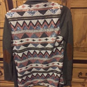 Boutique Sequin tribal print cardigan NWT