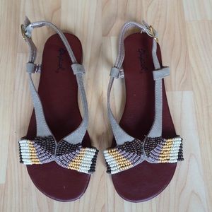 Beachy Grey, Beaded Slingback Sandals