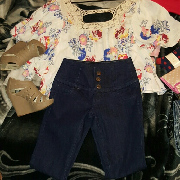 Dark Blue High Waisted Jeans