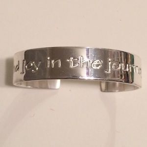 Rustic Cuff Silver Quote "Find Joy in the Journey"