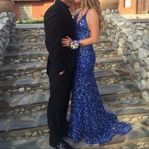 Scala royal blue prom dress
